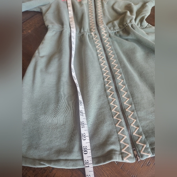 Green Embroidered Zip-Up Dress Sz Med - Picture 9 of 9